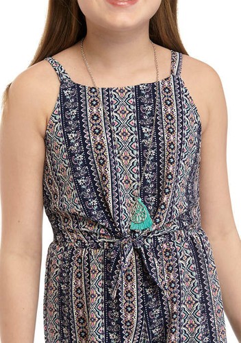Beautees Girl's Jumpsuit With Necklace In Navy Print Size 16 $88 - Picture 4 of 5