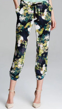 Adrianna Papell Printed Floral Roll Tab Cuff Pant Sz 2