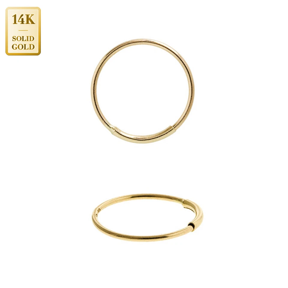 Piercing de cartílago labio ceja anillo aro nariz liso oro macizo 14K REAL calibre 22 Foto 4 de 4