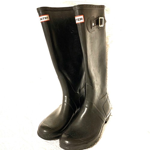 Matte Black Rain Boots Rubber Tall Size 