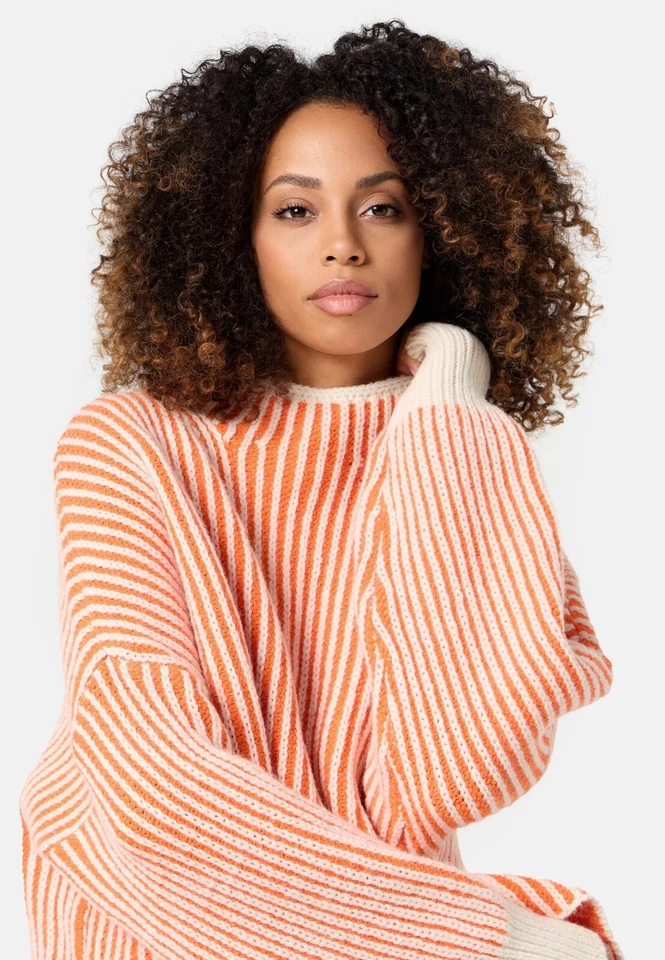 PM SELECTED Warmer Damen Winter Strickpullover mit Streifen Pullover Pulli PM65 - Bild 2 von 4