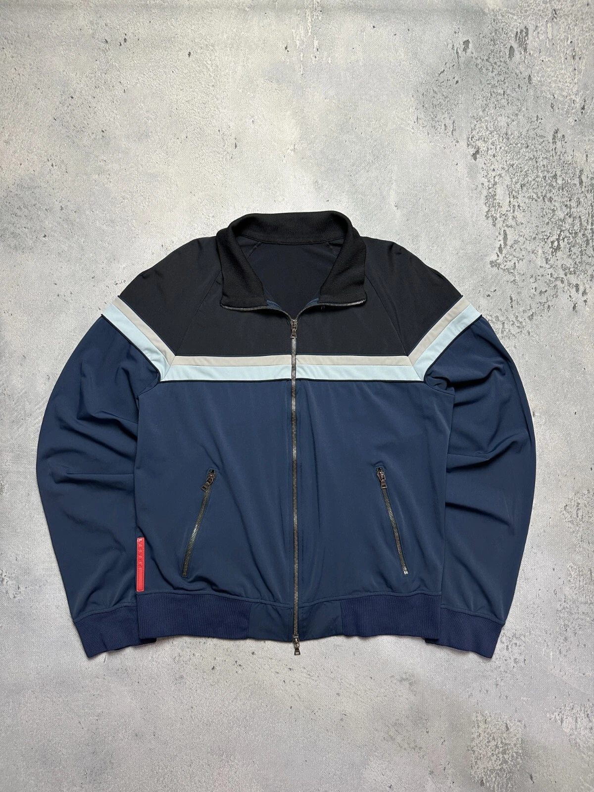 Giacca Prada Vintage Pista Olimpica Cerniera Righe Tab Rossa