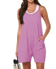  Jumpsuits for Women Casual Summer Rompers Sleeveless Loose Spaghetti Large