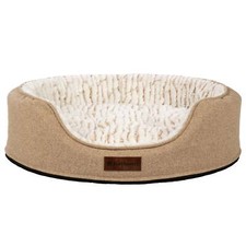 Pet ProductsMedium Foam Oval Lounger Dog  Cat Bed With Reversible Pillow,Nutmeg