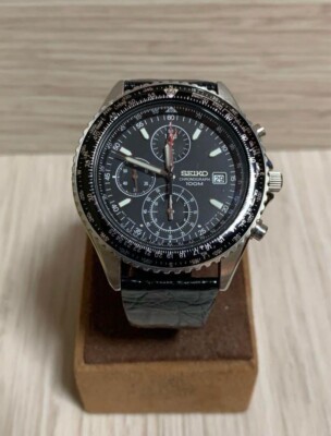 Seiko Flightmaster Pilot 7T92-0CF0 Quartz Chronograph Black Dial