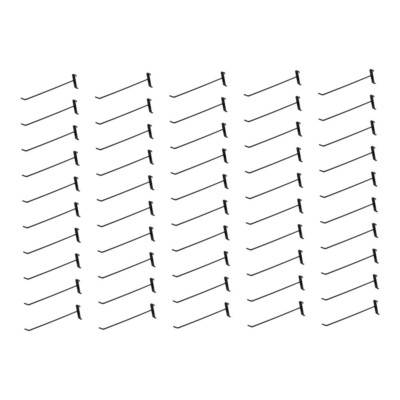 Set Of 50 Piece 12'' Long Gloss Black Metal Wire Gridwall Hook Grid Panel