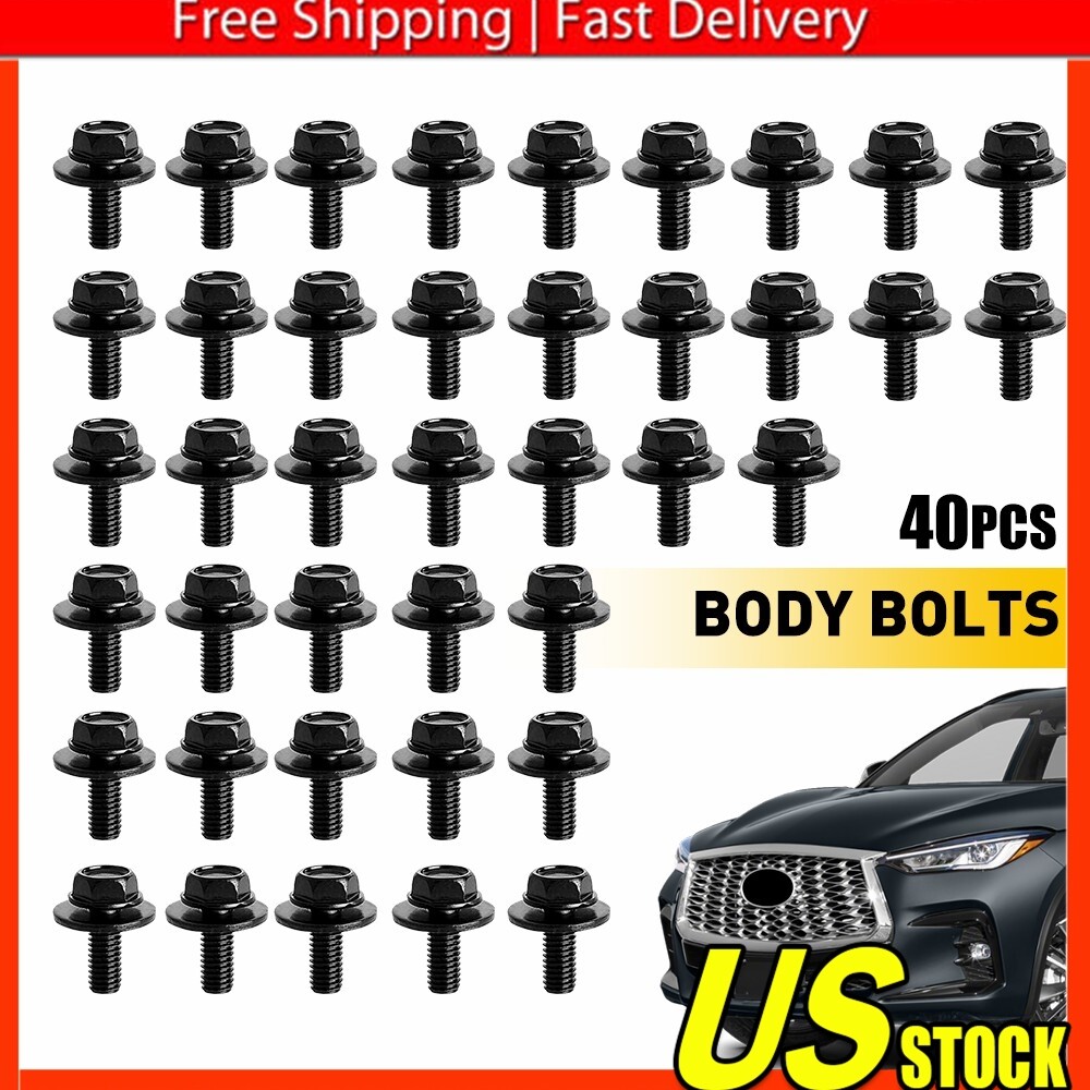 40x M6-1.0x16mm Hex Body Bolts with 17mm Washer for Fender Fastening