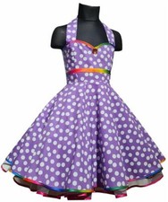Kinder Petticoat Kleid Punkte Mädchen Einschulung Blumenkind lila Regenbogenband