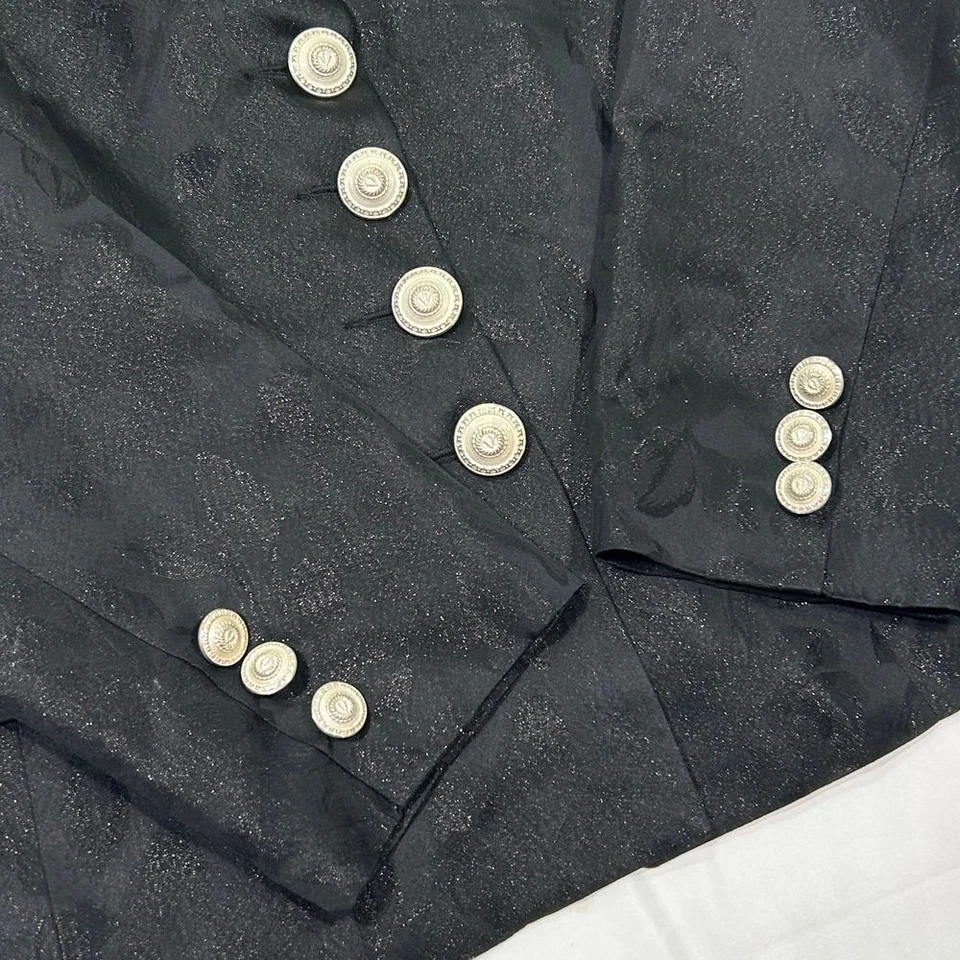 Blazer de jacquard negro con botones dorados Vertigo Paris usado en excelente estado chaqueta formal para mujer L Foto 4 de 4