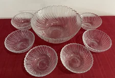 Arcoroc Seabreeze 7 piece -10” Serving & 6 Salad/Dessert Bowl Set NICE!