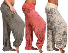 Leichte Sommer Hose Strand Harem Aladin Freizeit Ali Baba Pumphose Pluder Blume