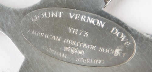Gorham Sterling Silver Mount Vernon Dove Christmas Ornament YR73 Vintage - Picture 3 of 3
