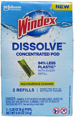 Windex  Dissolve Concentrate Pods, Multi-Surface Cleaner, 2 Refill Pods