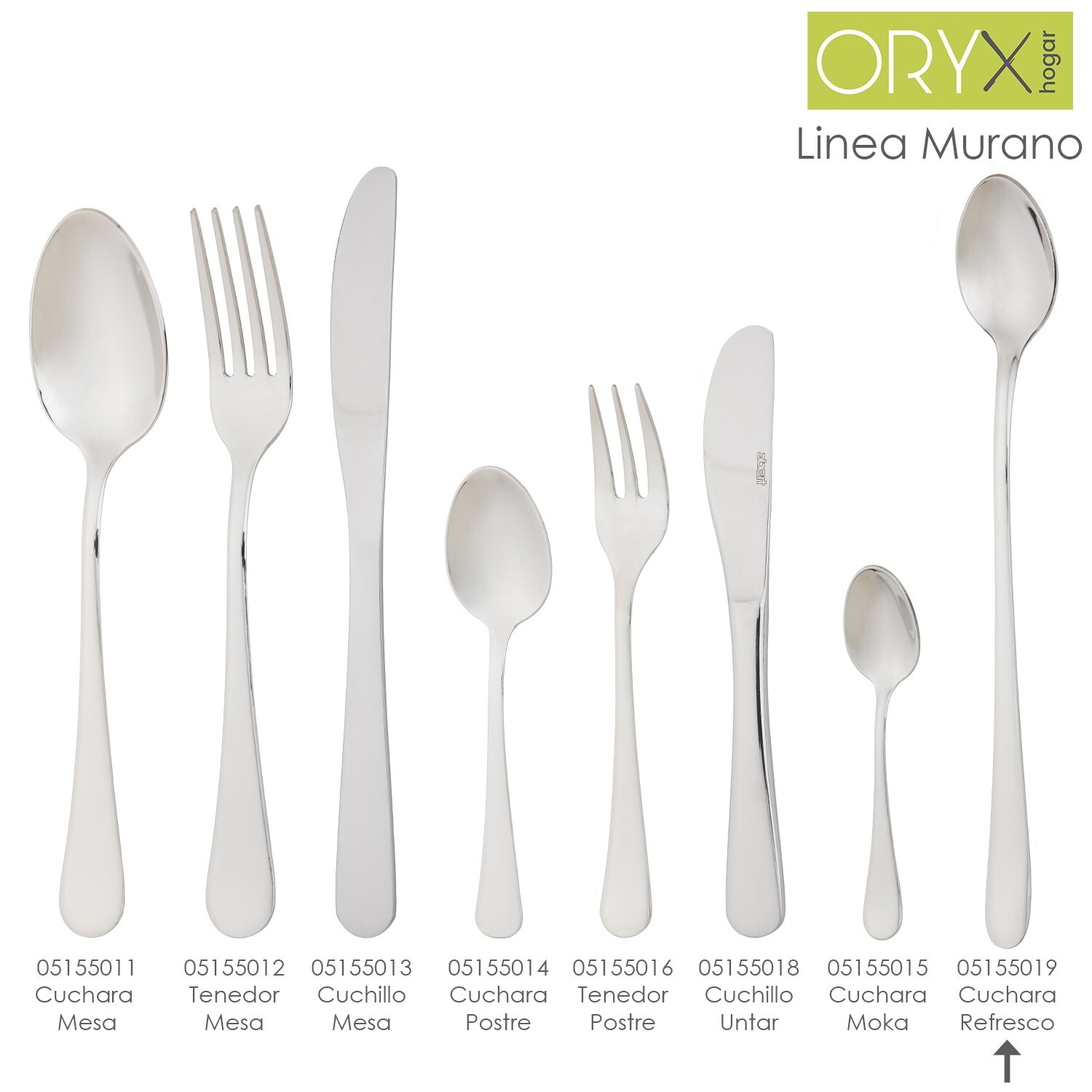 Oryx - Cuchara Postre Larga Murano Caja 210 Mm. 12 Unidades