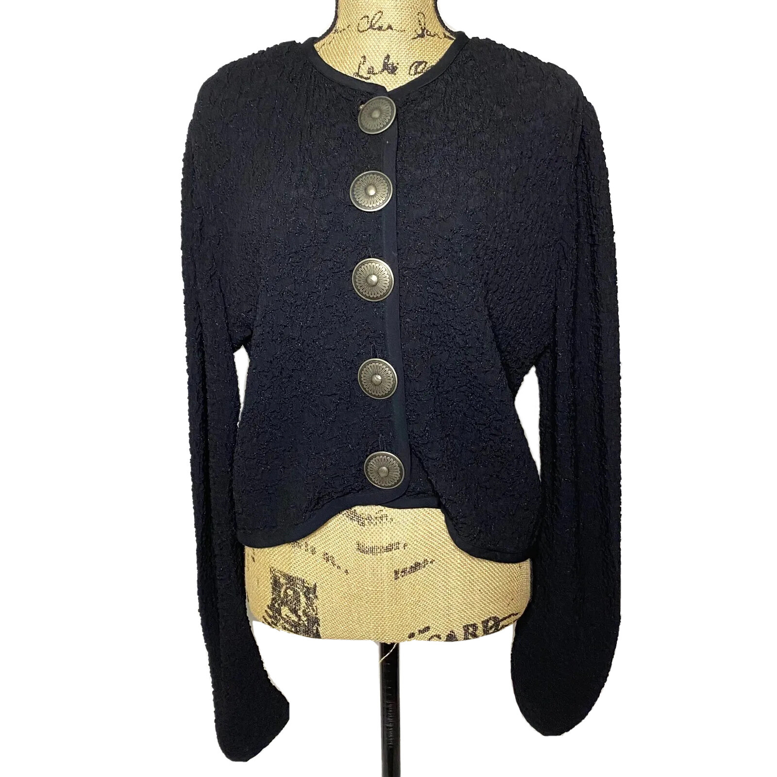 Double D Ranch Jacket M Black Silver Button Up Te… - image 1