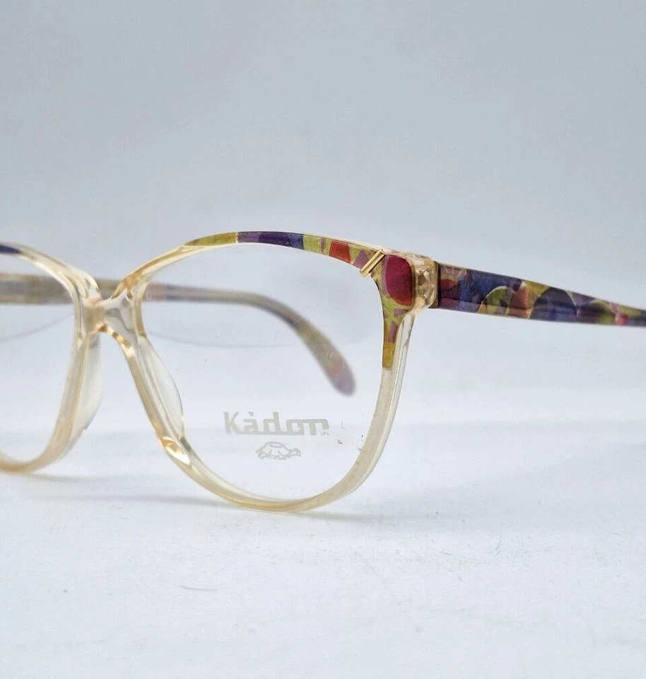 Óculos femininos vintage anos 80 Kador retangular acetato vermelho Havana feitos na Itália - Imagem 2 de 4