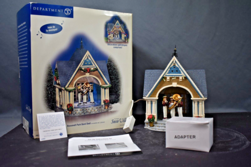 Dept 56 Snow Village "Roosevelt Park Band Shell" set of two, 55338, Plays Music - 第 1/10 張圖片