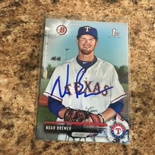 Noah Bremer Signed 2017 Bowman Draft Auto Texas Rangers