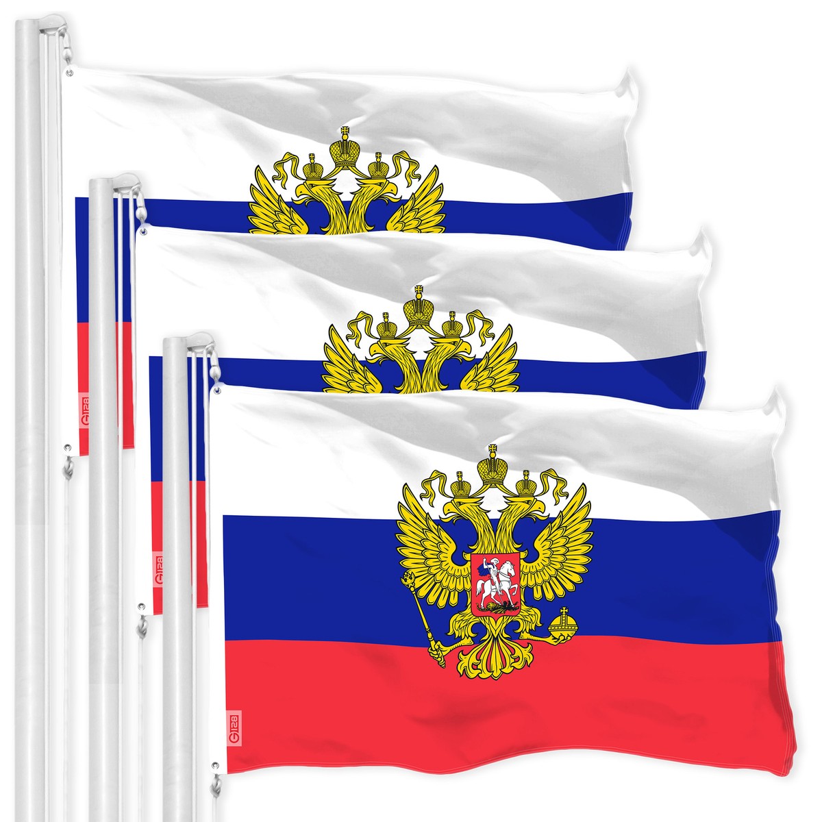 G128 3 Pack: Russia Russian Ensign Flag 3x5 Ft LiteWeave Pro