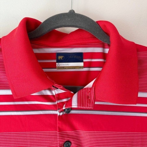 Jack Nicklaus Golf Shirt Mens Red Striped Size L - Bild 4 von 6