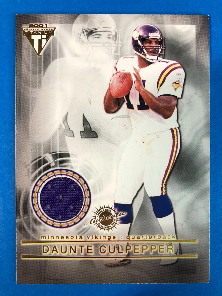 2001 Pacific Titanium Double Jerseys #100 Daunte Culpepper Randy Moss Game Worn - Image 3 of 3