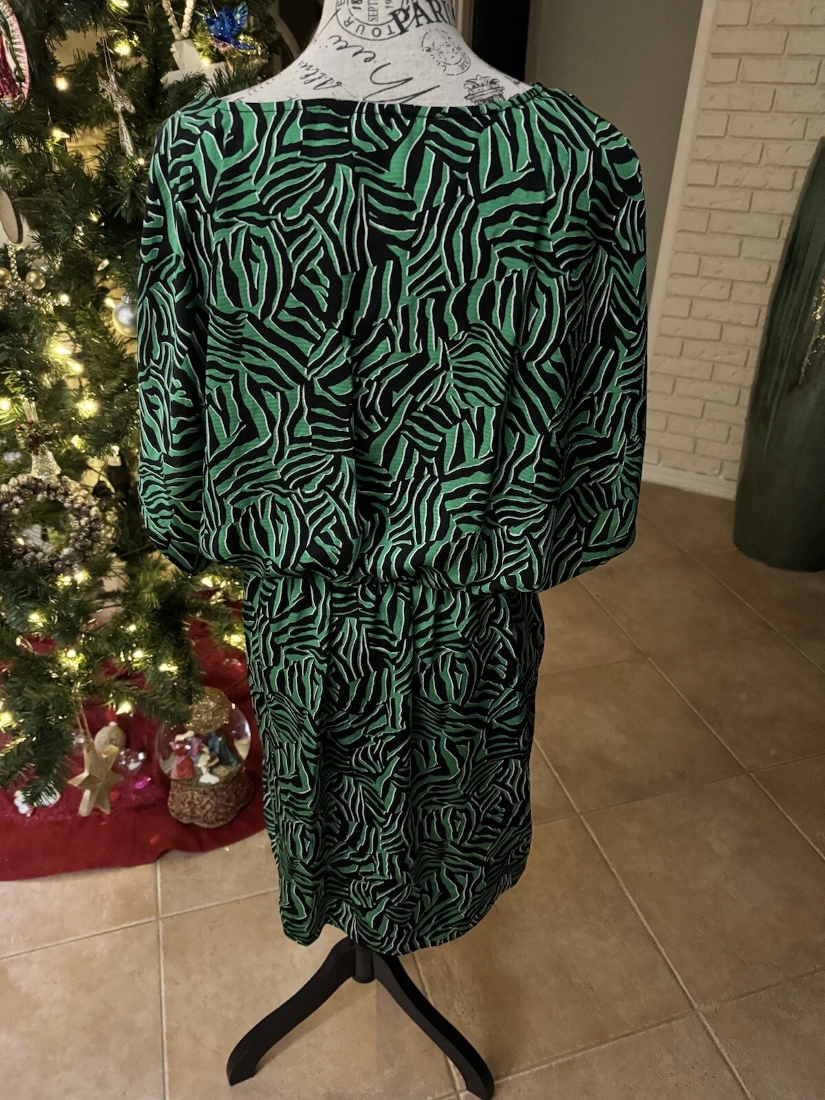 Abito MICHAEL Kors Stampa finto avvolgente taglia grande usa unata volta verdelente!