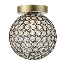 Modern Antique Brass and Clear Beaded Glass IP44 Rated Bathroom Ceiling Light...