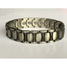 Oxidized Silver Magnetic Link Bracelet - Biker Arthritis Pain Relieve Bracelet