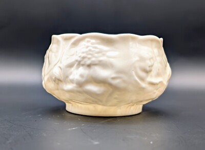 Vintage Belleek Fermanagh Ireland Open Sugar Bowl 3'' Embossed Floral Parian