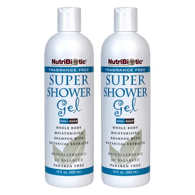 NutriBiotic Super Shower Gel, Fragrance Free - Hypoallergenic, Paraben Free