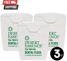 Desert Essence Tea Tree Oil Dental Floss 50yd 3-Pack Gluten-Free