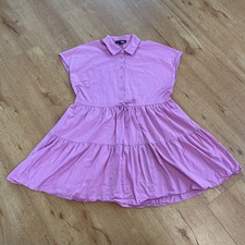 Slate & Willow Button Up Sleeveless Pink Shirt Dress Drawstring Oversized Large