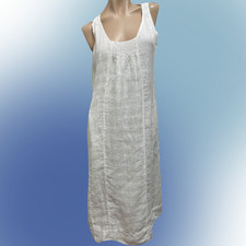 NWT $258 Eileen Fisher White Dress Lined PETITE MEDIUM PM Square Neck 100% Linen