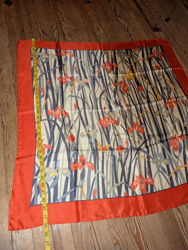 Vintage Liberty Of London Silk Scarf Red Floral Made In England 35"x35" - Picture 5 of 8