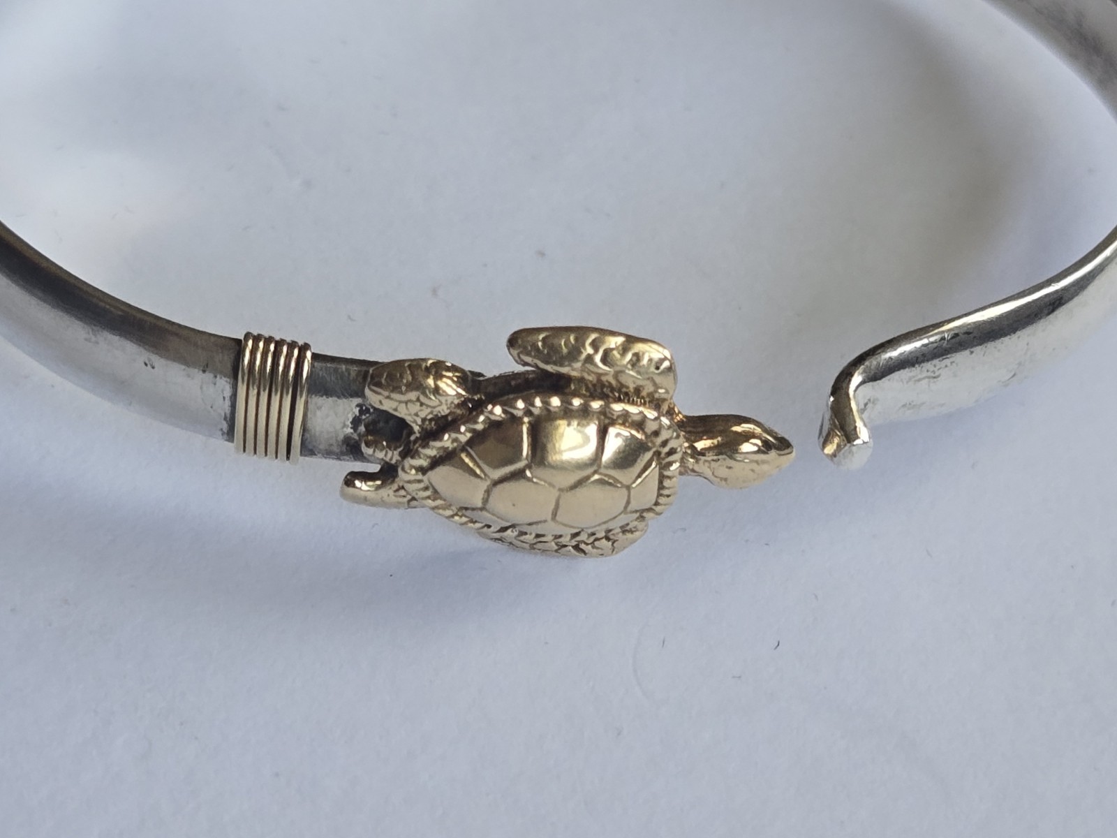Sterling Silver 14K Solid Gold Turtle Cuff Bracel… - image 14