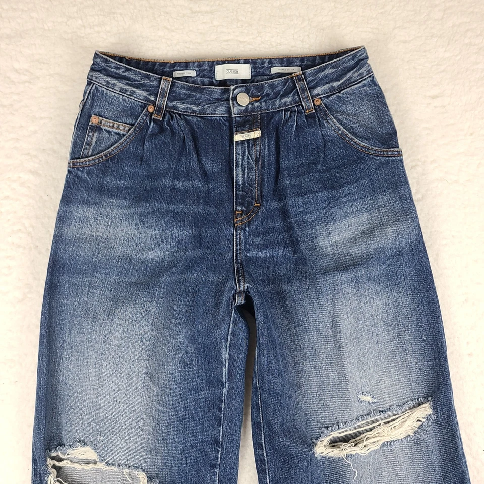 Pantalones de mezclilla CERRADOS para mujer 27 holgados pierna ancha C91896 Nolin Candiani Deni-X ITALIA Foto 3 de 4