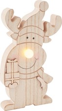 VBS Holz Elch mit LED Nase 16.5 cm Dekofigur Weihnachten Rentier 9.5 cm breit