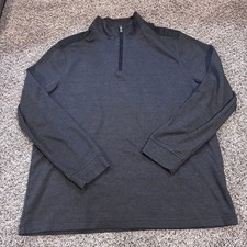Perry Ellis Men Dark Gray Heath Quarter Zip Pullover Long Sleeve Sweater XL