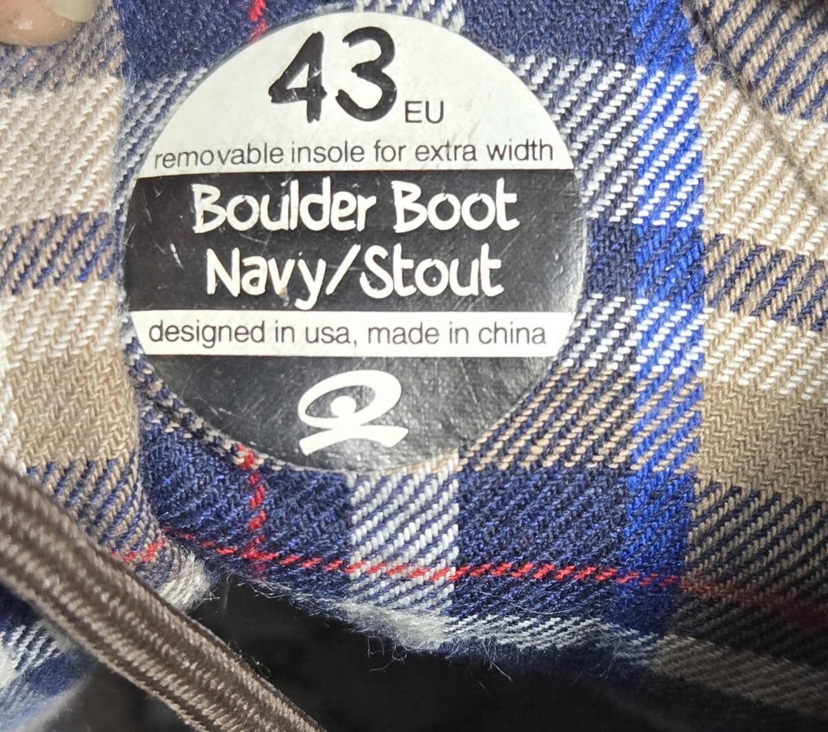 Lems Boulder Boot Brown + Navy. M 11.5 (EU 45), zero drop, flannel lined Lems Boulder Boot Leather Navy Plaid Lined US M11/W 12.5  main image 2