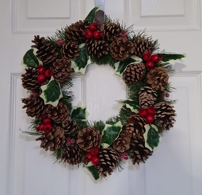 Türkranz Natur Tannenzapfen Innen Außen Dekoration Weihnachtskranz 12 cm