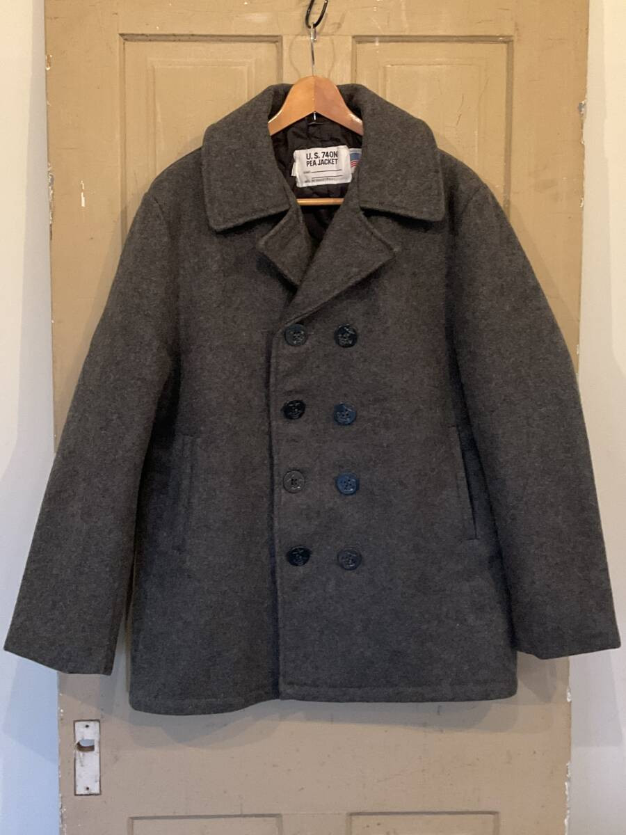 90S Usa Made Schott U.S.740N Pea Jacket Schott Peacoat 40 Navy Military Second-