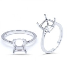 7mm Cushion Semi Mount Ring 925 Sterling Silver Solitaire Style Setting Ring