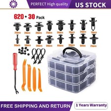 650 Pcs Auto Fasteners Body Car Retainer Plastic Trim Clips Pin Rivet Bumper Kit