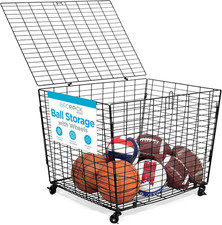 Sports Ball Basket Organizer with Wheels Heavy Duty Casters - Ideal for Basket
