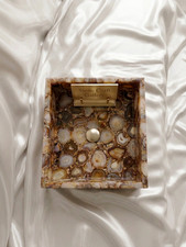 Square Agate Stone Bathroom Sink Luxury Modern Crystal Vanity Wash Basin