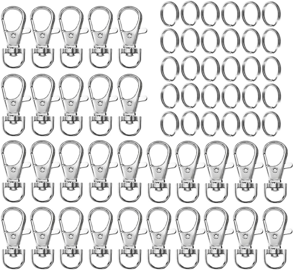 30 StüCk SchlüSselanhäNger Karabinerhaken Mit SchlüSselringe Set Aus Metall FüR-image