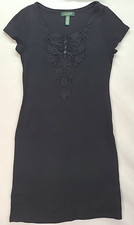 Lauren Ralph Lauren Petite PS Little Black Dress Jersey Knit Lace Bodycon