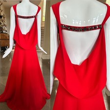 Christian Dior by John Galliano Red Silk Evening Dress w Cowl Back Cruise 2012