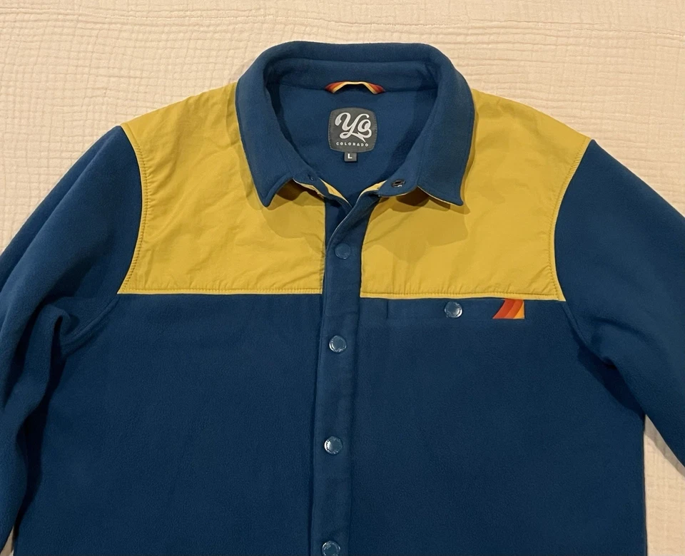 Yo Colorado Men's Nomad Fleece Snap Jacket Blue Yellow Shacket Size Large - Image 3 of 4