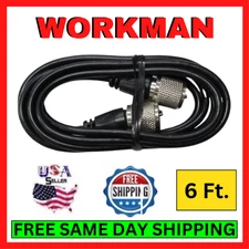 Workman 6' Coaxial Cable 95% Shield W/ Molded PL-259 Ends HAM/CB Radio Antenna